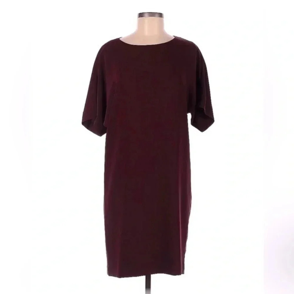 Lauren Ralph Lauren Chic Burgundy Open Back Cocktail Midi Dress Size 6 Small